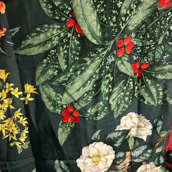 Vintage Valentino Four Seasons Floral Silk Scarf with Red Border - Picture 4 of 6